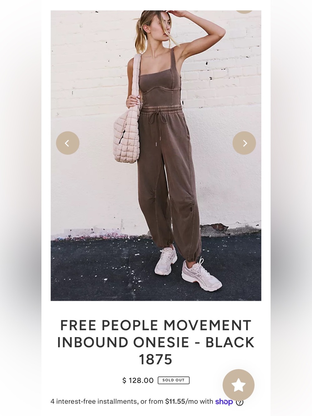 Free People Brown Tie-Waist Jumpsuit / BNWOT / Never worn